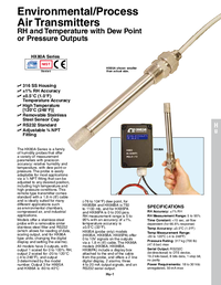 Thumbnail of document Data Sheet - HX86A Wall, Remote, Or Duct Mt. Temp, RH, Dew Pt, or Bp Transmitters